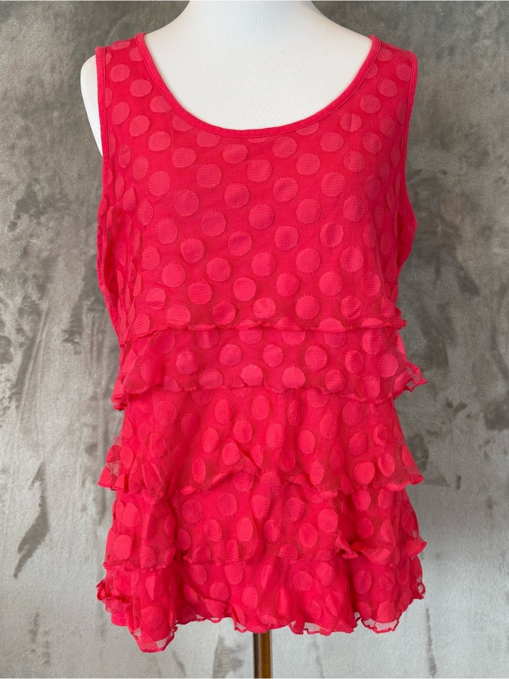 Coldwater Creek Polka Dot Overlay Tank Top M